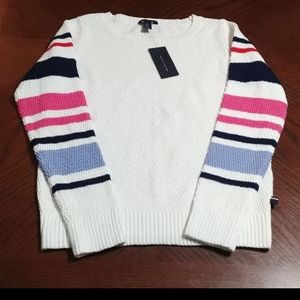 NEW! Tommy Hilfiger sweater white pink blue stripe